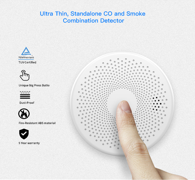 WIFI Tuya Carbon Monoxide Smoke Detector10 years battery  CO Fire Alarm 2 in 1 Sensor Home Security Protection Alarms