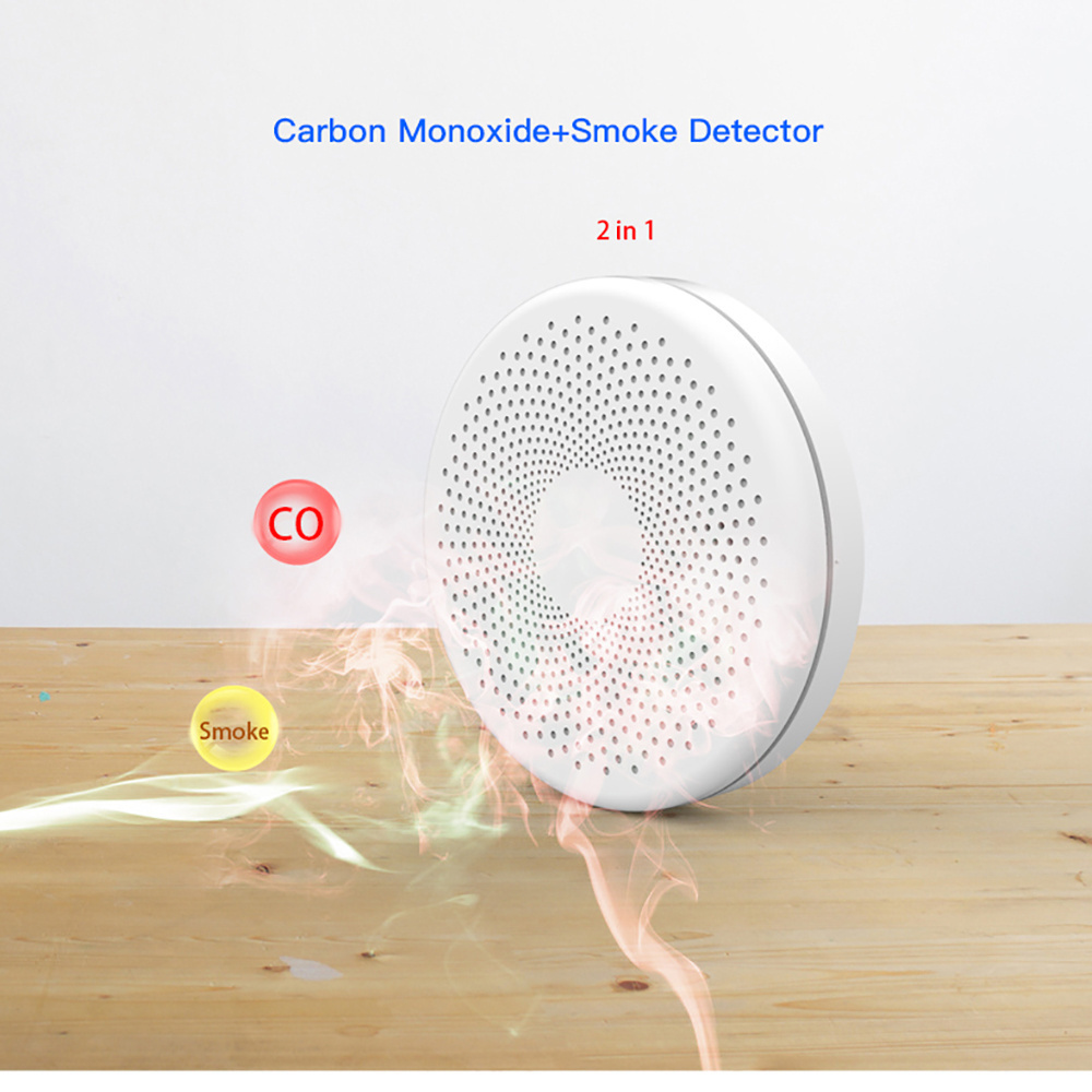 WIFI Tuya Carbon Monoxide Smoke Detector10 years battery  CO Fire Alarm 2 in 1 Sensor Home Security Protection Alarms