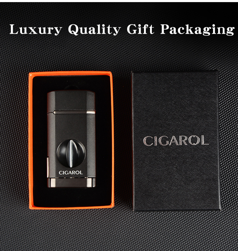 2024 Para Fumar Al Por Mayor Encendedores Y Accesorios Custom Logo Recargable De Gas Butano Cigar Lighter With Cutter