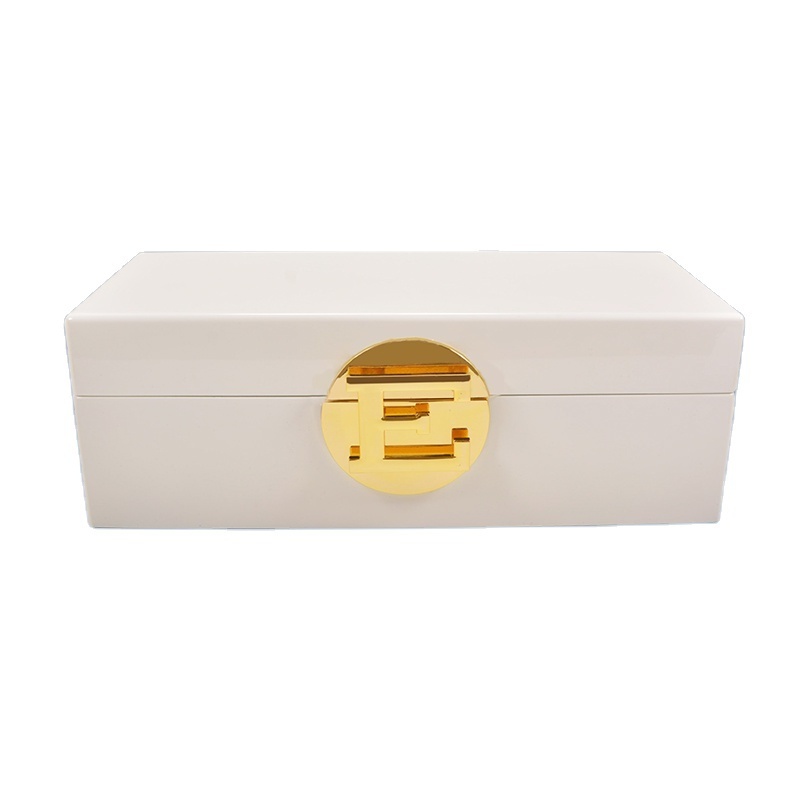 Custom High Glossy Luxury White Lacquer Wooden Packaging Box