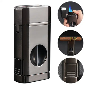 luxury smoking accessories metal gas lighter Windproof Triple Jet Flame Refillable Butane Cigar torch lighter