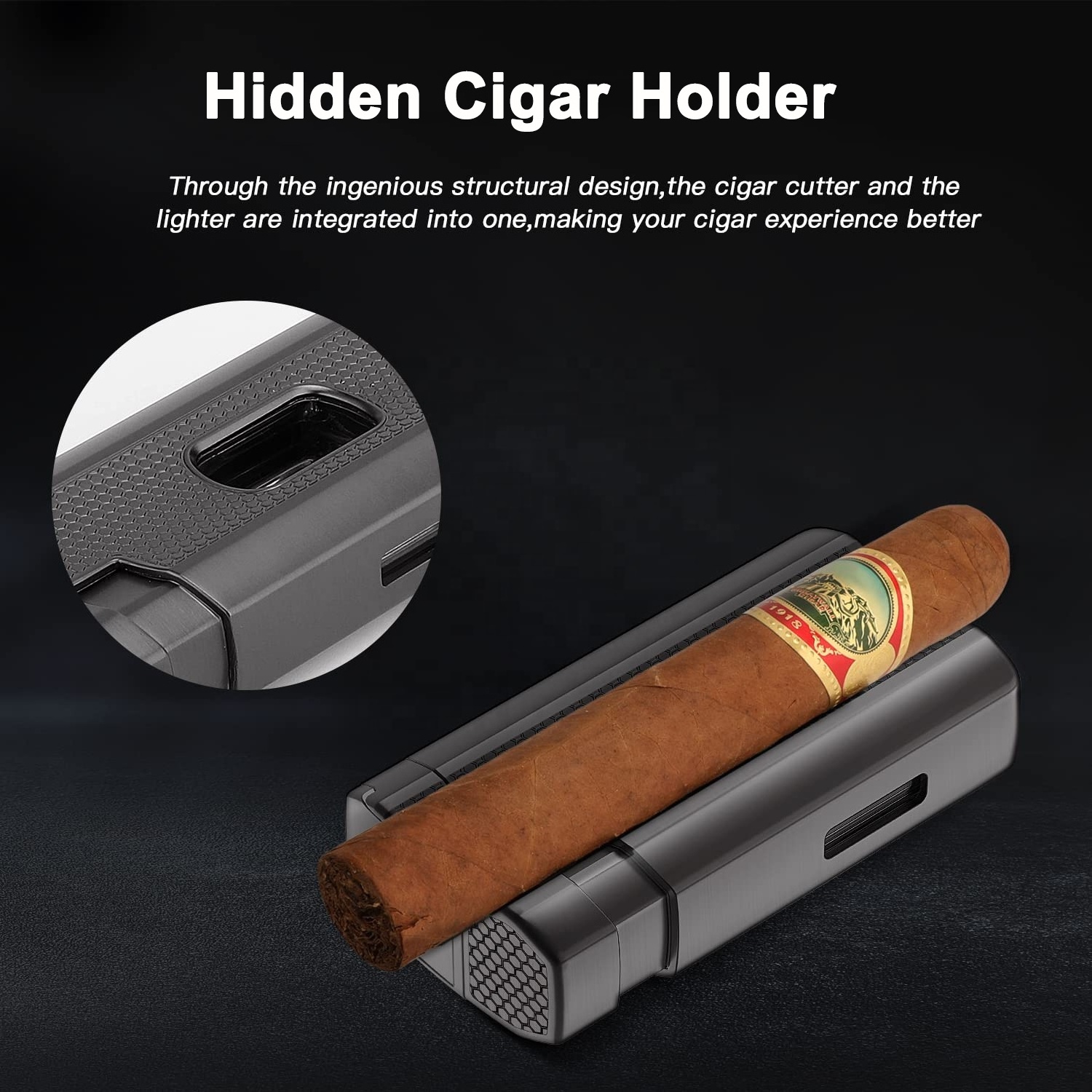 Wholesale High Quality Multifunction Cigar Lighter 3 Torch Luxury Cigar Cutter With Lighter Customized Logo