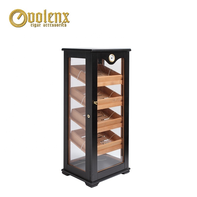 Cedar Wood  Cigar Humidor Cabinet Cigar Accessories Display Storage 4 Shelves Hygrometer  Cigar Cabinet