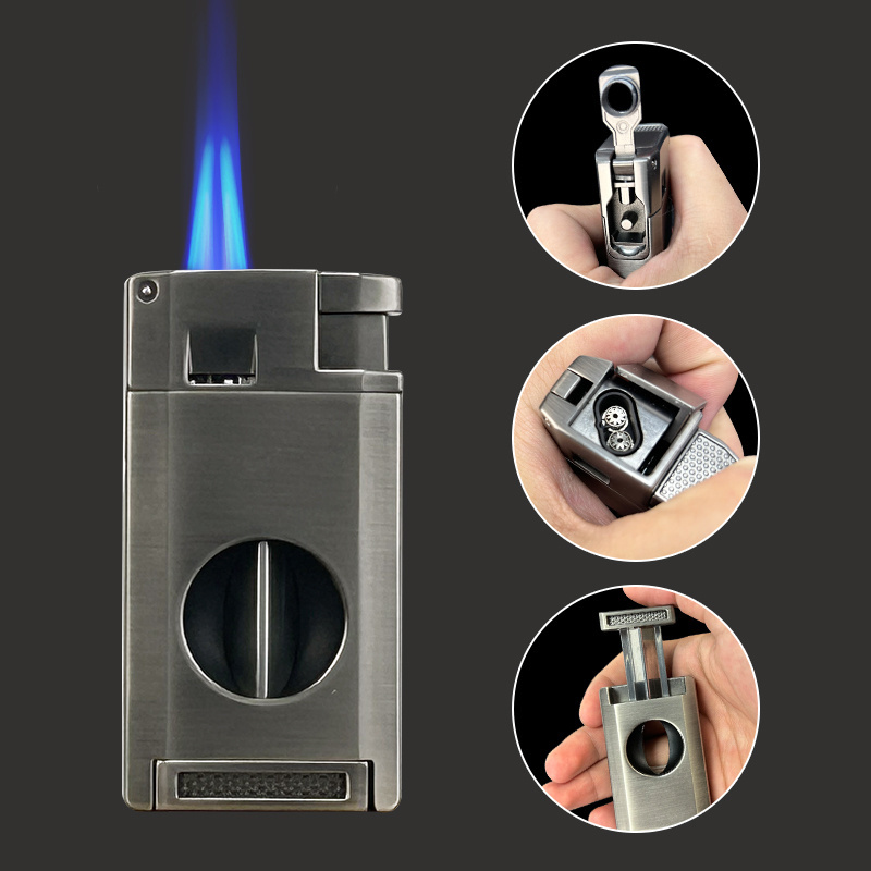 2023 New item Factory Direct Offer  Cigar Lighters  with  V cutter and Cigar Punch for Lighters & Smoking Accessories