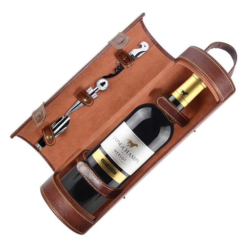 Wholesale Luxury Faux Leather Wine Packaging Box with Accessories