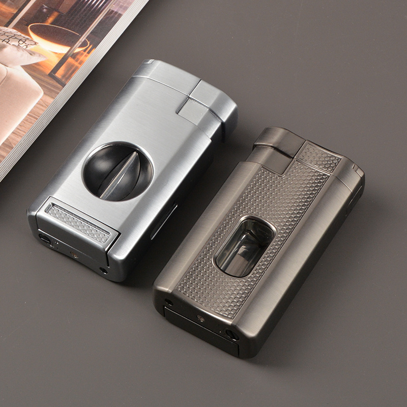 2023 Triple Jet Flame Cigar Lighter with Cigar Cutter