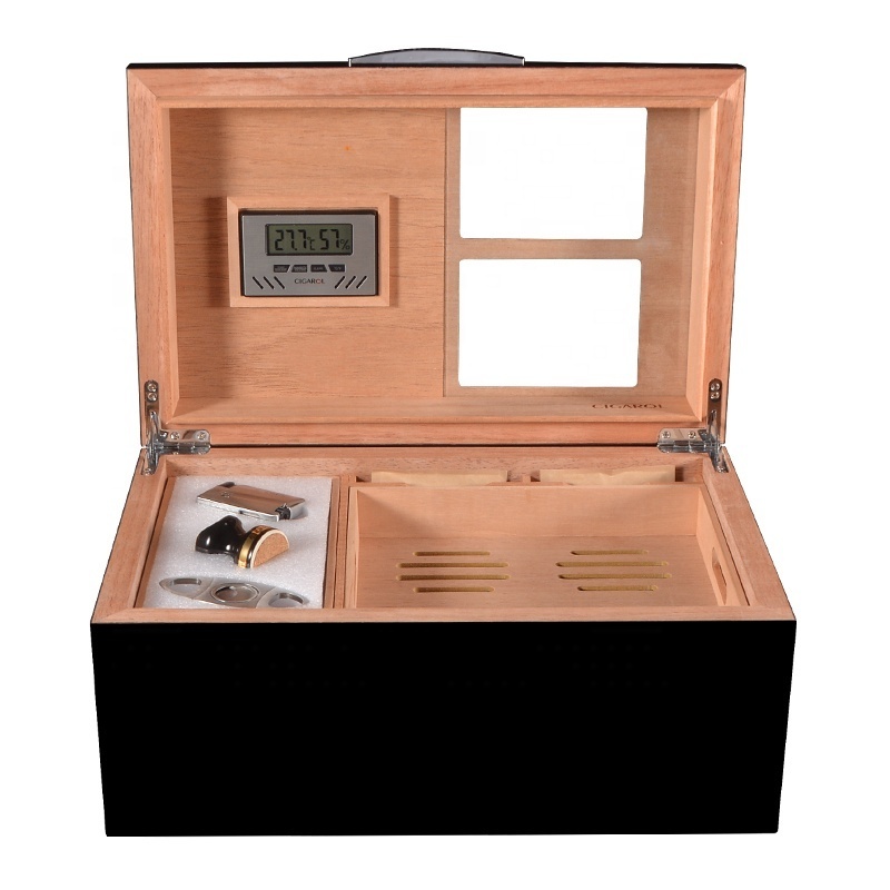 Hot Sell Cigar Humidor With Hygrometer Humidifier Cedar Wood Humidor Box Cigar Case