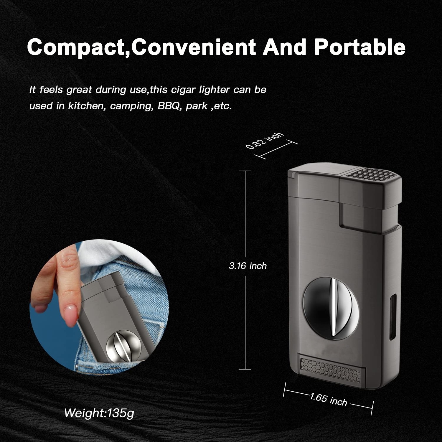 Lighter And Punch Cutter Gift Set Cigar Accessories Cigar Lighter Cutter Combo