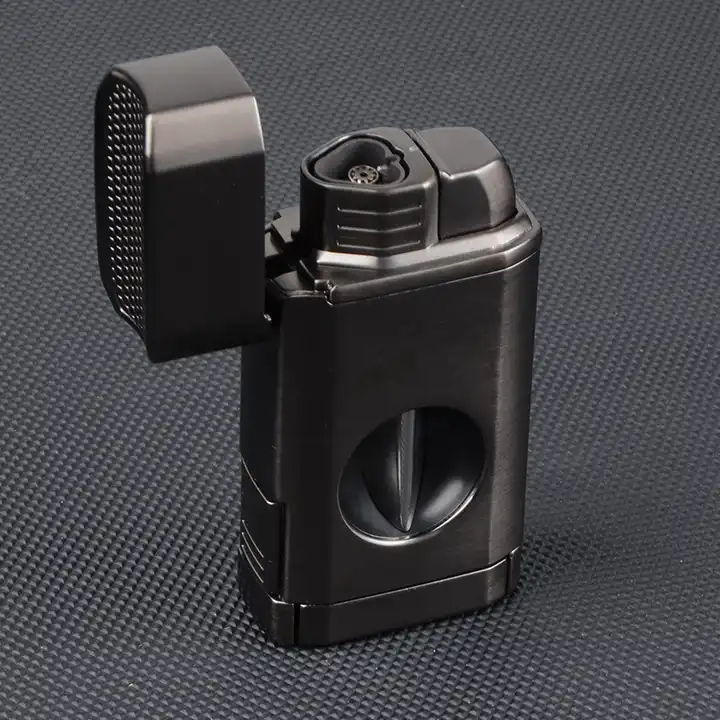 luxury smoking accessories metal gas lighter Windproof Triple Jet Flame Refillable Butane Cigar torch lighter