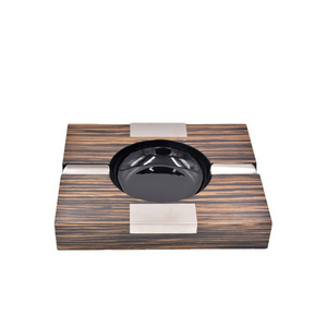 Custom Logo Wooden Stainless Steel Luxury Cigar Ashtray