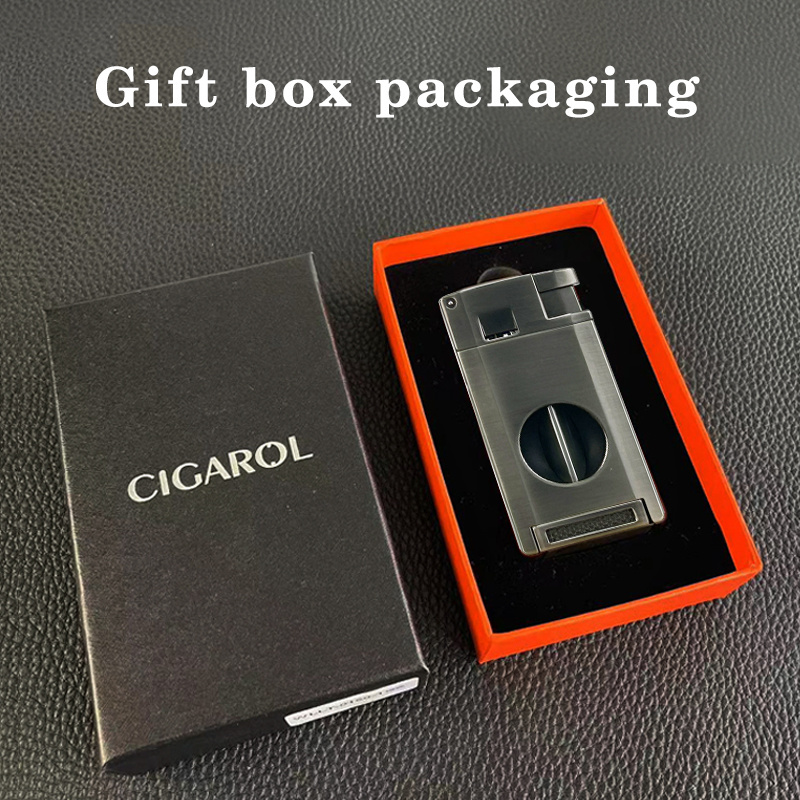 2023 New item Factory Direct Offer  Cigar Lighters  with  V cutter and Cigar Punch for Lighters & Smoking Accessories