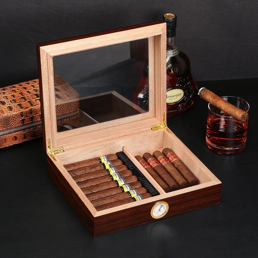 2023 customized Handmade Cigar Humidor wood cigar boxes manufacturer cabinet spanish piano Cigar Accessories