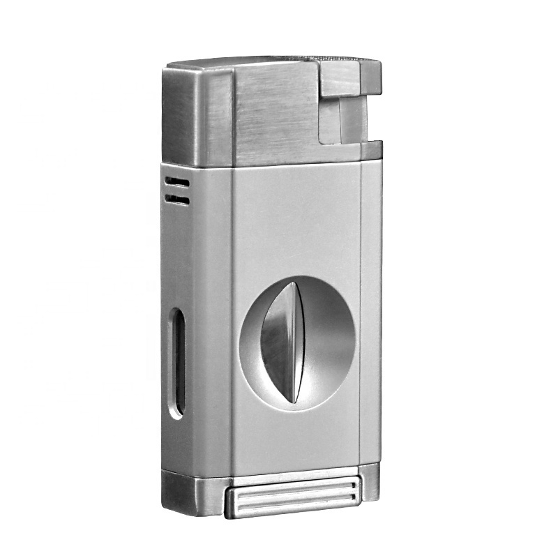 Table Style Stainless Premium Cigar Punch Cutter And Lighters Gift Set