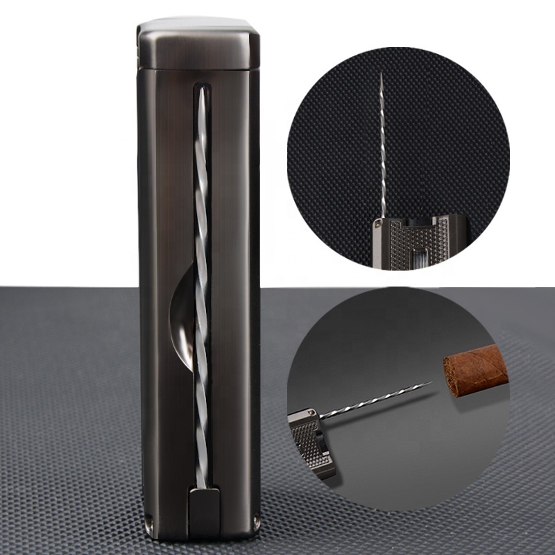 New Design Windproof Butane Refillable Torch Cigar Lighter Triple Jet Flame Cigar Lighter with Cigar Cutter