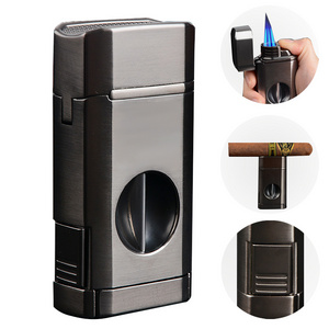 2024 Para Fumar Al Por Mayor Encendedores Y Accesorios Custom Logo Recargable De Gas Butano Cigar Lighter With Cutter