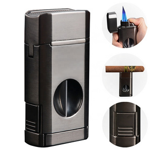 Encendedores Y Accesorios Para Fumar Al Por Mayor Recargable De Gas Butano Cigar Lighter With Cutter