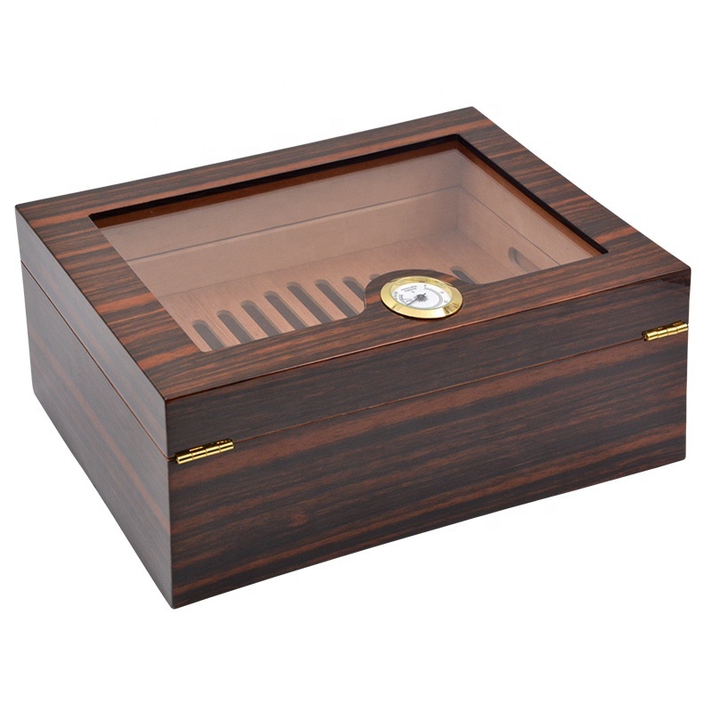 Custom Wooden Double-layer large-capacity cigar box Cigar Humidor Hygrometer Spanish Cedar Lining and Drawers Desktop Gift