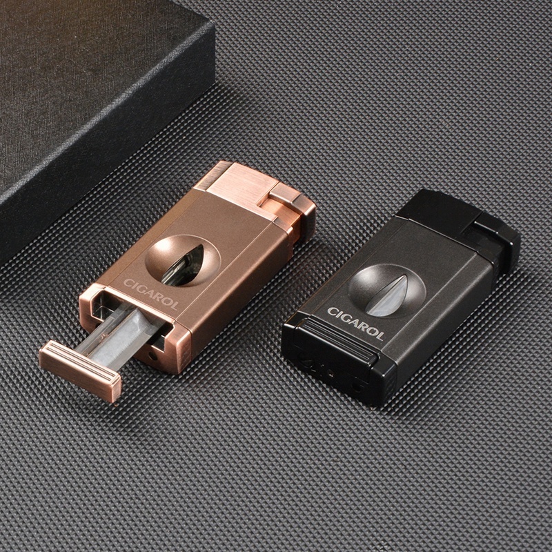 Wholesale HOT Sell Cigar Lighter Strong Windproof Torch Lighter With Cigar cutter Cigarette Cigar Accessories