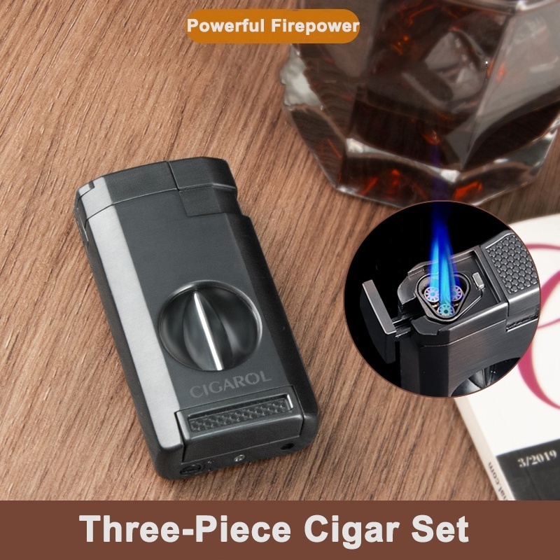 Fashion Design Custom LOGO Luxury Ceramic Cigar Ashtray  lighter Cigar Accessories Gift Package With Man Gift