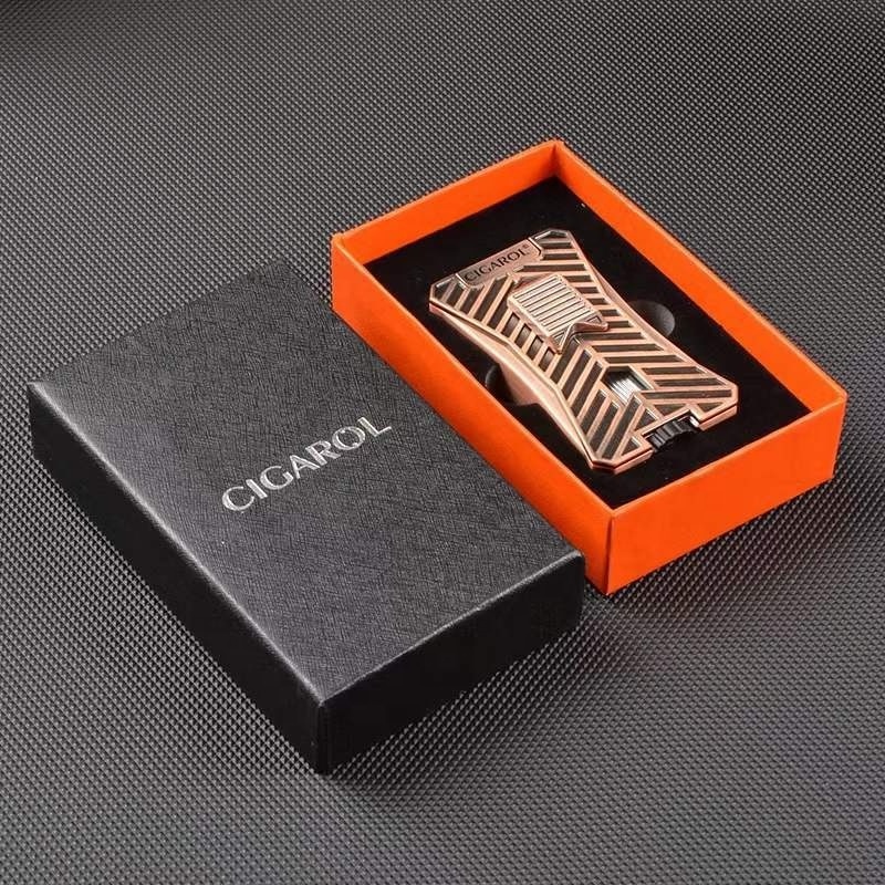 windproof metal customizable refillable 3 head cigar torch lighter jet flame with gift box