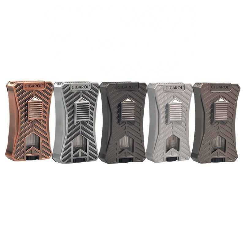 windproof metal customizable refillable 3 head cigar torch lighter jet flame with gift box