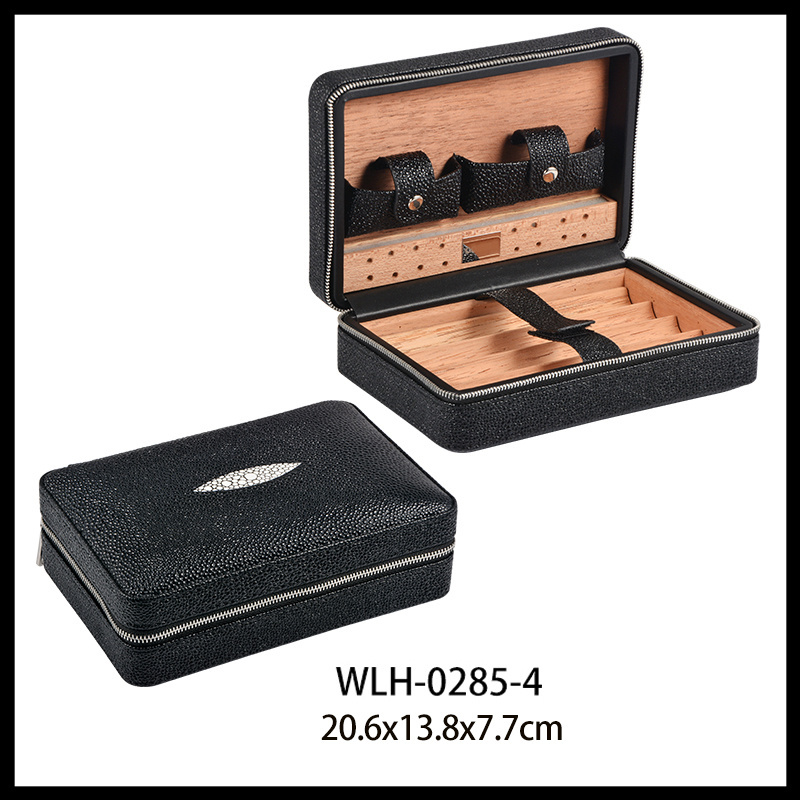 Travel Cigar Leather Case Humidor Cigar Box High Quality Good Feedback Factory Supply Wooden Carry Case for Cigar Travel Bag