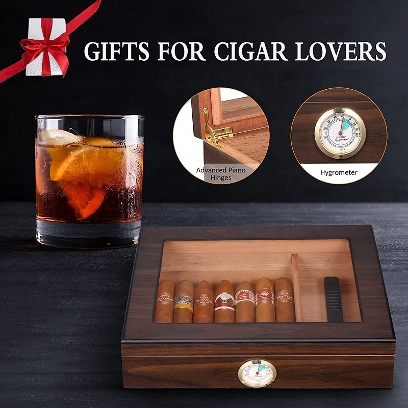 2023 customized Handmade Cigar Humidor wood cigar boxes manufacturer cabinet spanish piano Cigar Accessories