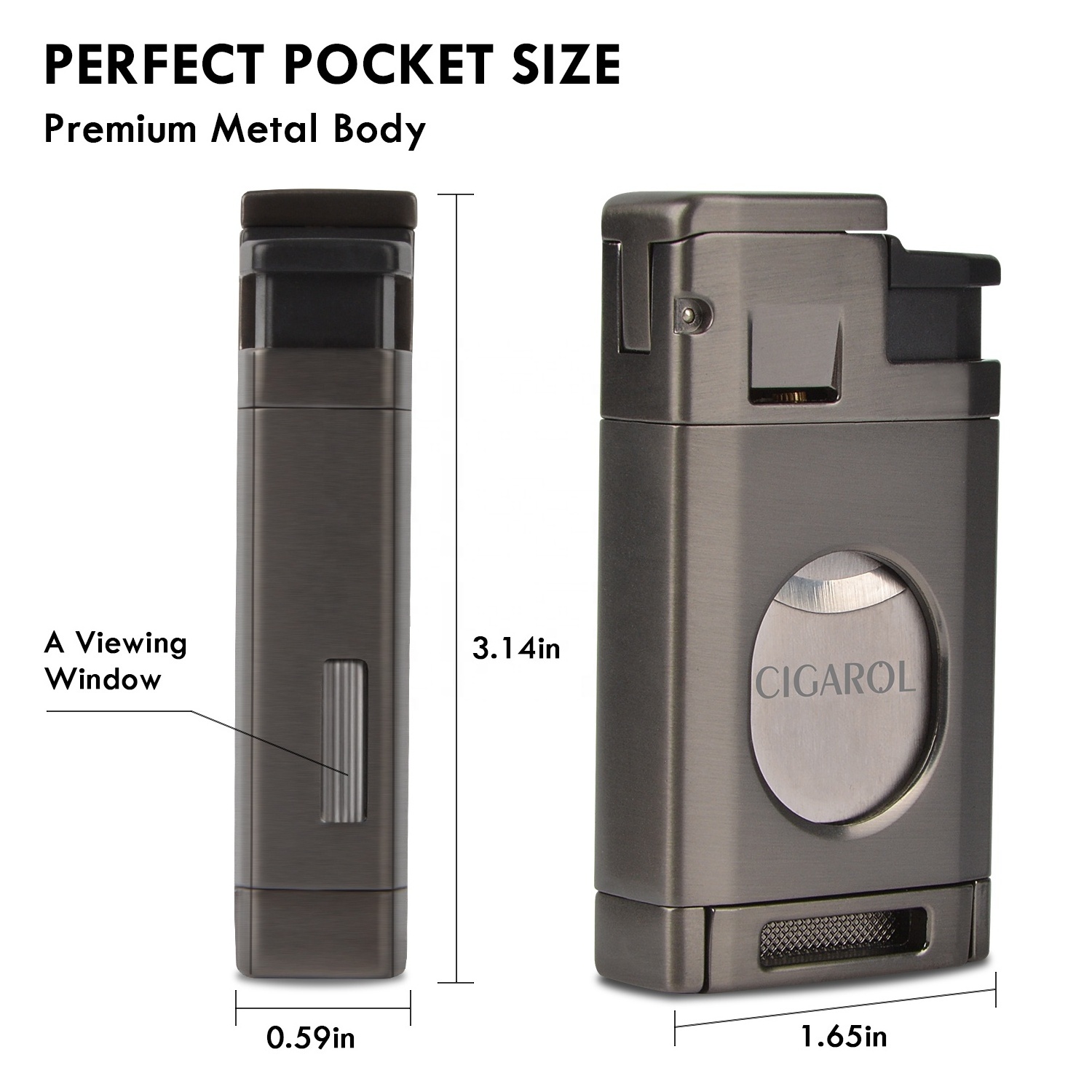 New design Cigar Lighter Triple Jet Flame Cigar Lighter with Cigar Cutter Windproof Butane Refillable Torch Lighters