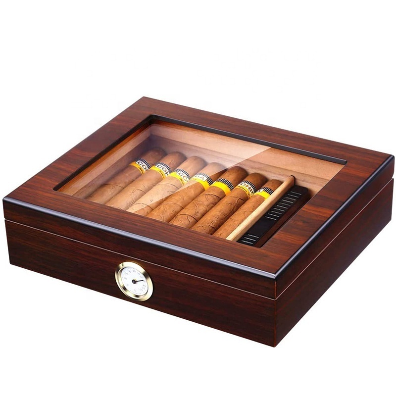 2023 customized Handmade Cigar Humidor wood cigar boxes manufacturer cabinet spanish piano Cigar Accessories