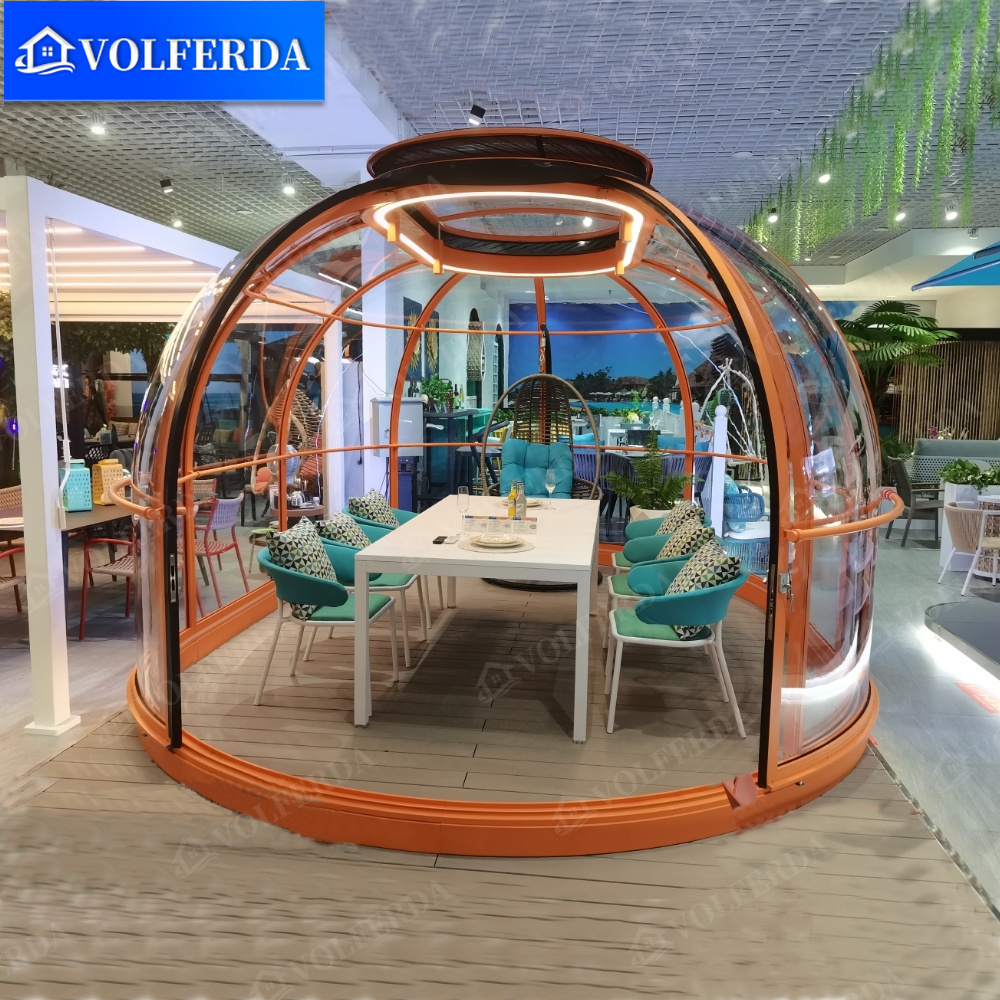 Glamping outdoor four season camping clear beach geo star igloo geodesic transparent dome pc tent bubble house for dining cafe