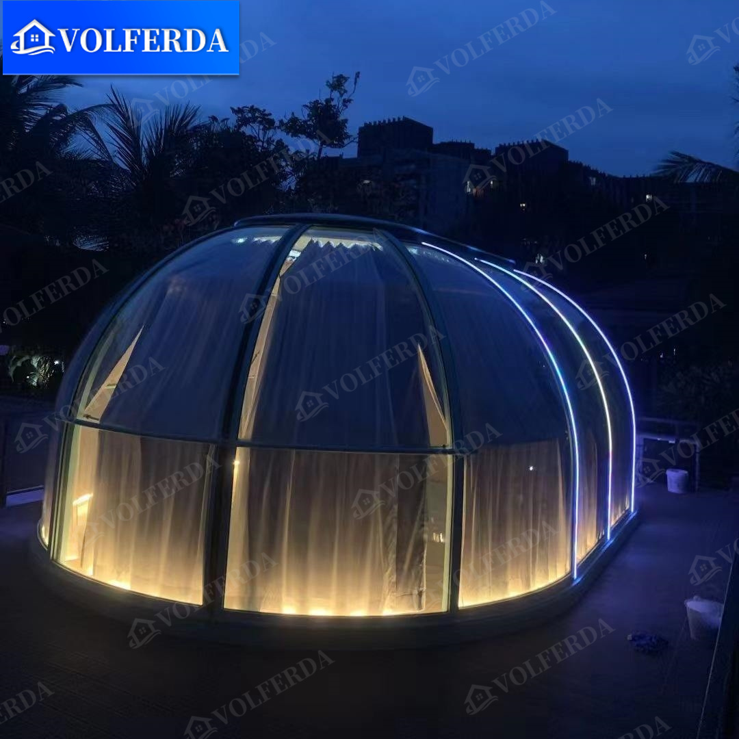 Glamping outdoor four season camping clear beach geo star igloo geodesic transparent dome pc tent bubble house for dining cafe