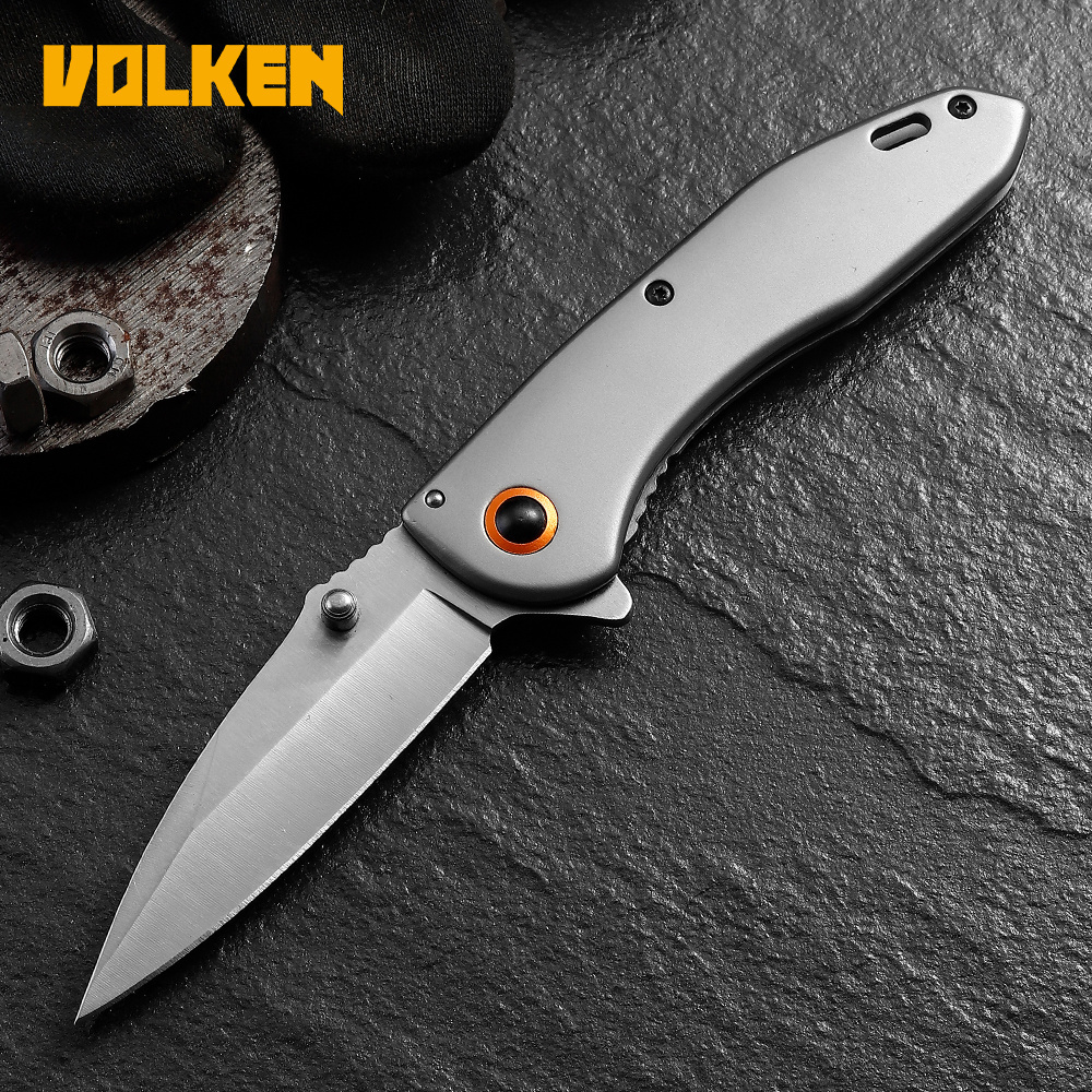 Outdoor Camping Aluminum Handle Folding Knife with Back Clip Portable Self-defense Knife Jungle Knife