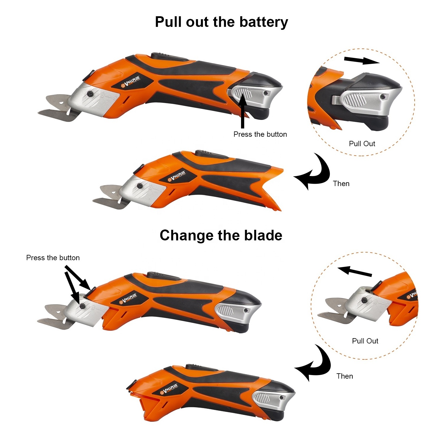 Vollplus VPCD1006 3.6V Lithium Ion Electronic Cordless Power Scissors Electric Scissors Cutter