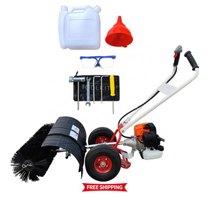 Two stroke lawn sweeper portable gasoline power football field tennis court artificial grass cleaning equipment