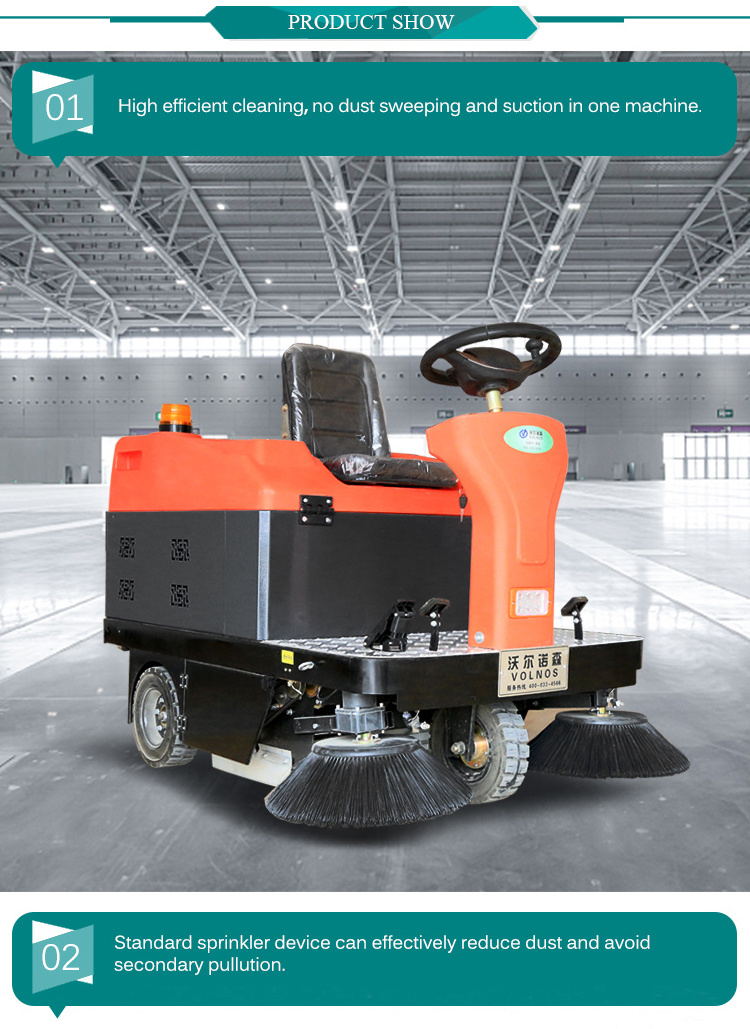 China Factory Wholesale High Quality Street Sweeper Industrial Ride On Electric Road Sweeper Cleaning Vehicle