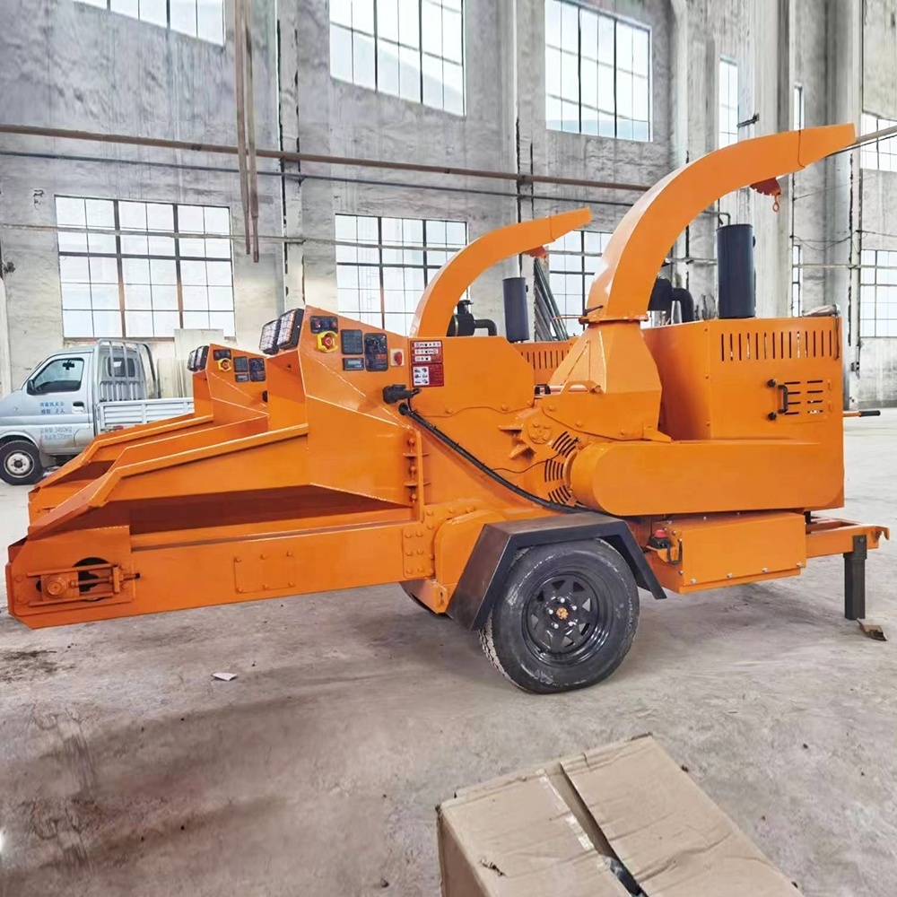 102HP Diesel Horizontal Mobile Wood Chipper Shredder Commercial Wood Chipper Professional Machine