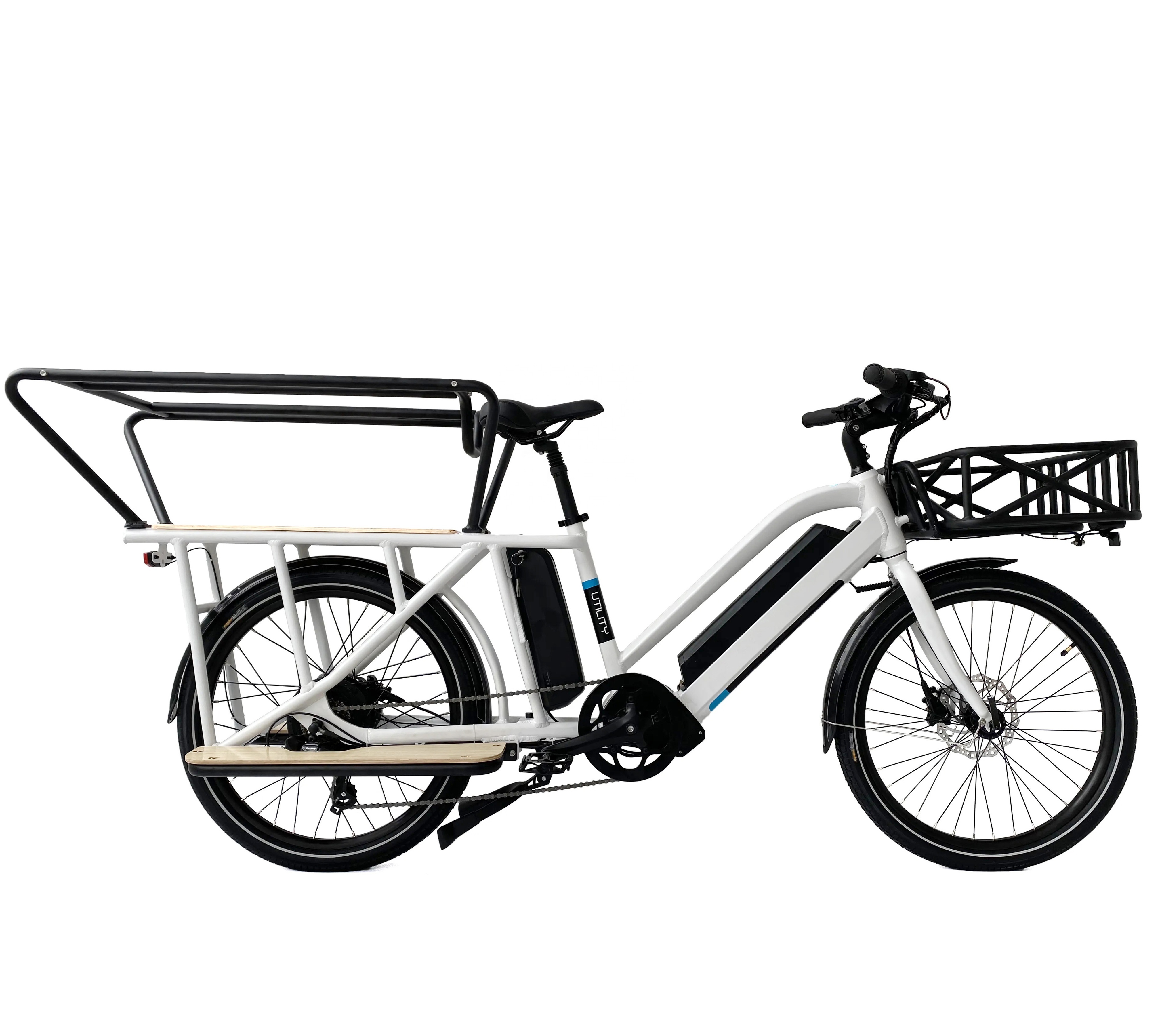 48V 500W Cargo Electric Bike Long Range Dual Battery Bafang Luggage Carrier Child Guardrail 48V 500W Electric E-Cargo Bicycle