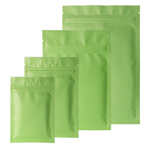 100pcs/Pack Double-Sided Matte Green Flat Mylar Zip Lock Sample Food Safe Packaging Powdered Storage Bags