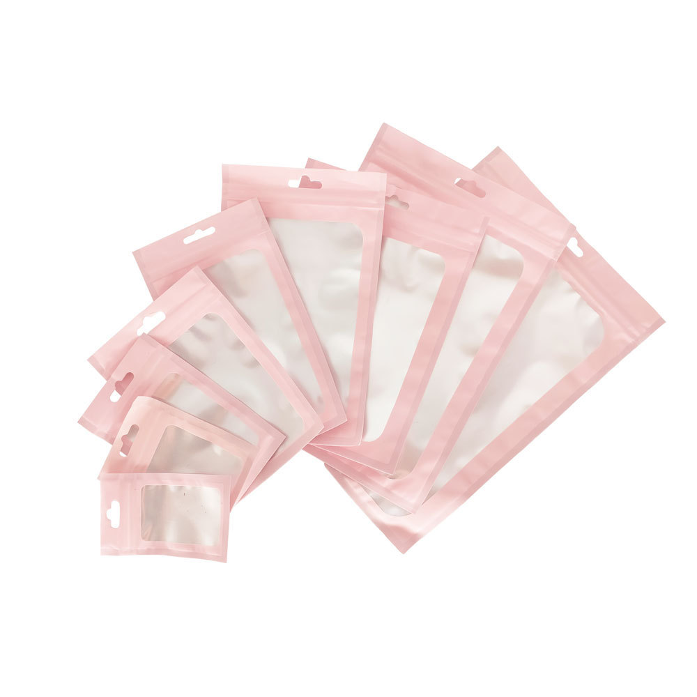 Recyclable Matte Pink Three Side Seal Zip Lock Bag Clear Front Mylar For Food Package Pouch Sachet packaging