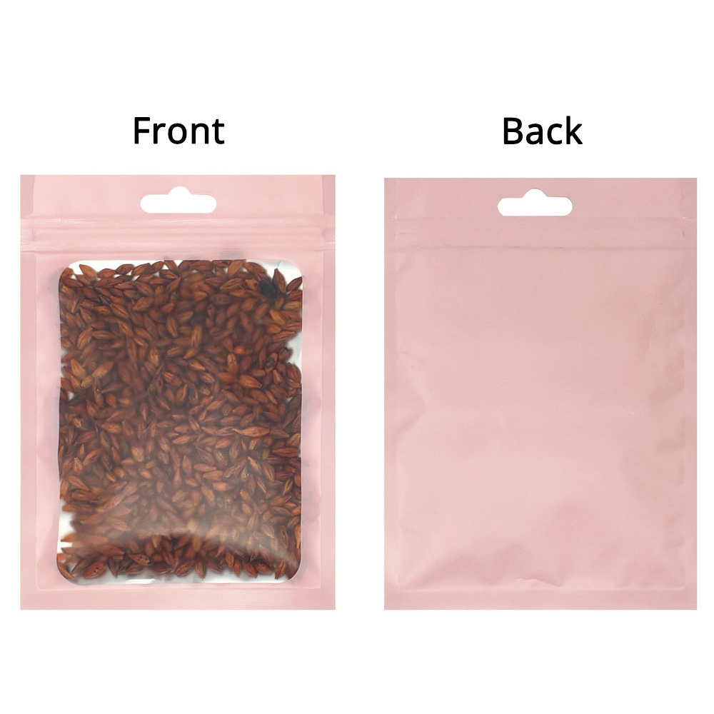 Recyclable Matte Pink Three Side Seal Zip Lock Bag Clear Front Mylar For Food Package Pouch Sachet packaging