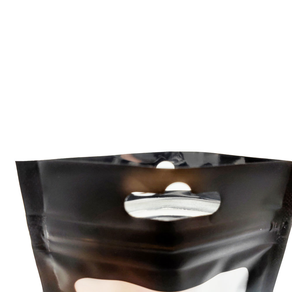 Wholesale Matte Black Mylar Flat Zip Lock Bag Clear Window Plastic Package Flexible Pouch Bag with Hand Hole