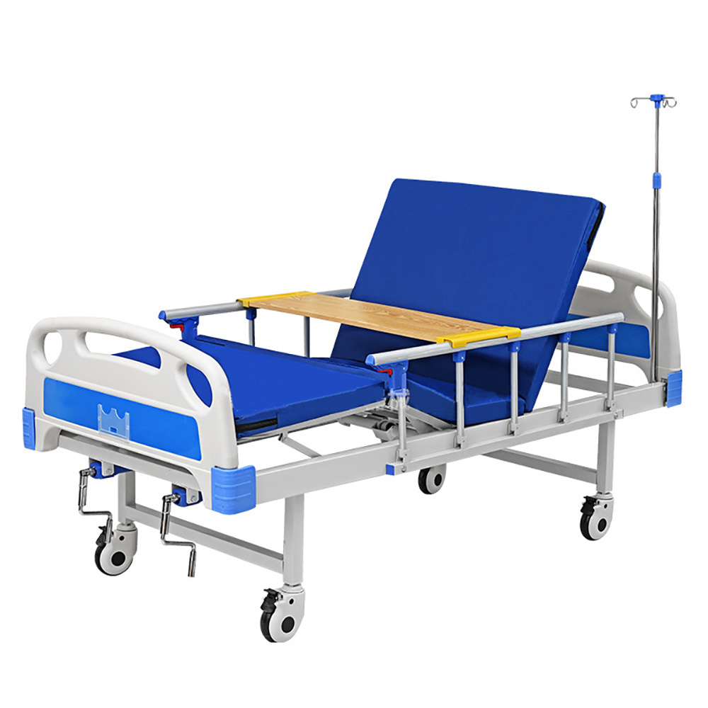 Manual 2 Crank Clinic Medical Equipment Adjustable Nursing Hospital Bed with Mattress