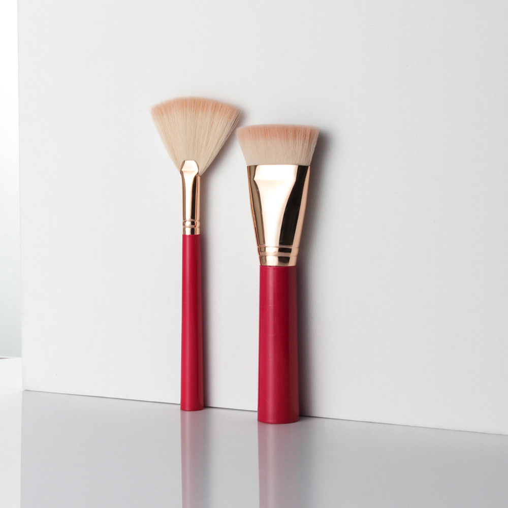 Vonira Pro Face Synthetic Flat Sculptor Contouring Brush With Gold Pink Hair Private Label Make up Blender Brushes OEM