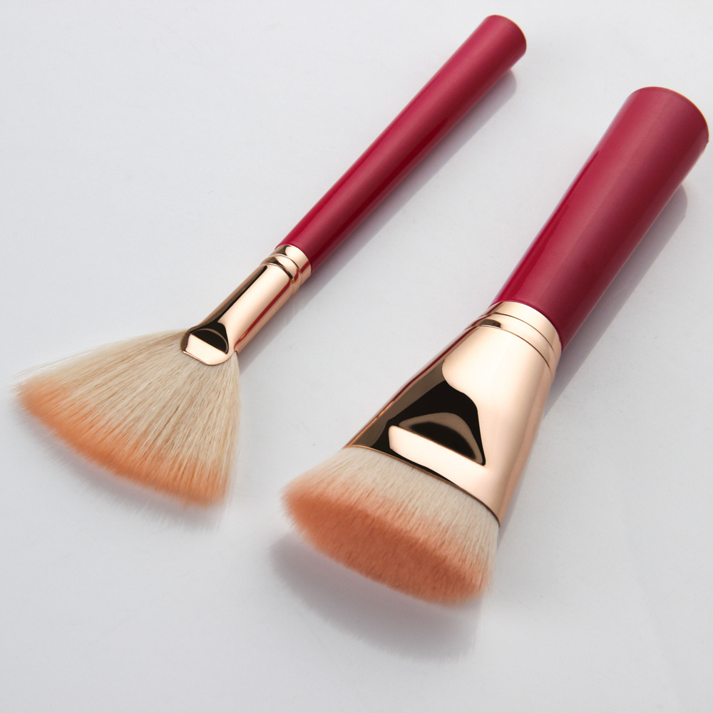 Vonira Pro Face Synthetic Flat Sculptor Contouring Brush With Gold Pink Hair Private Label Make up Blender Brushes OEM