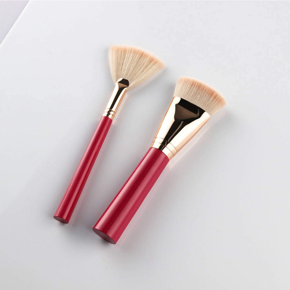 Vonira Pro Face Synthetic Flat Sculptor Contouring Brush With Gold Pink Hair Private Label Make up Blender Brushes OEM