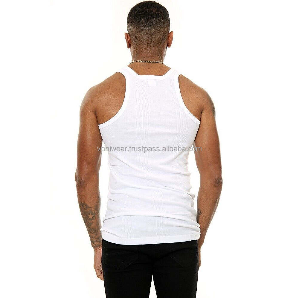 Men 100% Cotton Dual Ribbed Vest Tank Top A-Shirt Wife Beater Tagless Undershirt Custom Made Undershirts Tank Top