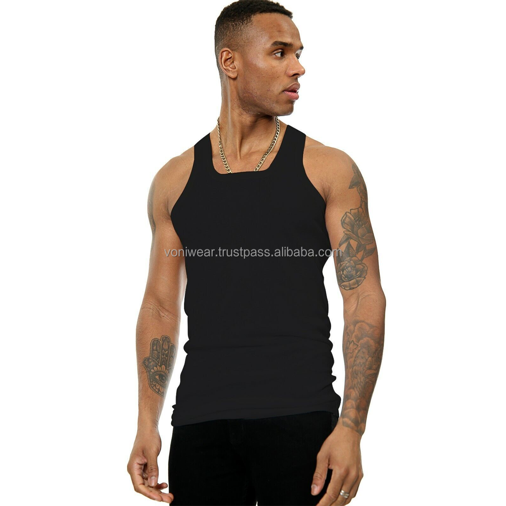 Men 100% Cotton Dual Ribbed Vest Tank Top A-Shirt Wife Beater Tagless Undershirt Custom Made Undershirts Tank Top