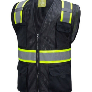 New Custom Design Black Two Tones Safety Vest ,With Multi-Pocket Tool