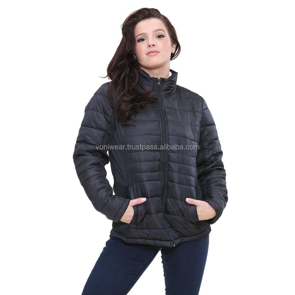 Womens Quilted Jacket Zip Up Puffer Regular Winter Warm Outdoor Coat Custom Design Women Ladies Bubble Puffer Jacket