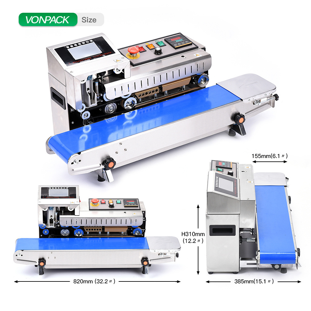 FR-1600 Stainless Steel Automatic Horizontal Plastic Film Bags Heat Sealing Machine Continuous Band Sealer Machine